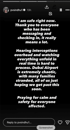 Israel-Iran conflict: Sonal Chauhan stranded in Dubai seeks PM Modi's help; PV Sindhu recounts explosion near Dubai airport Israel-Iran conflict: Sonal Chauhan stranded in Dubai seeks PM Modi's help; PV Sindhu recounts explosion near Dubai airport