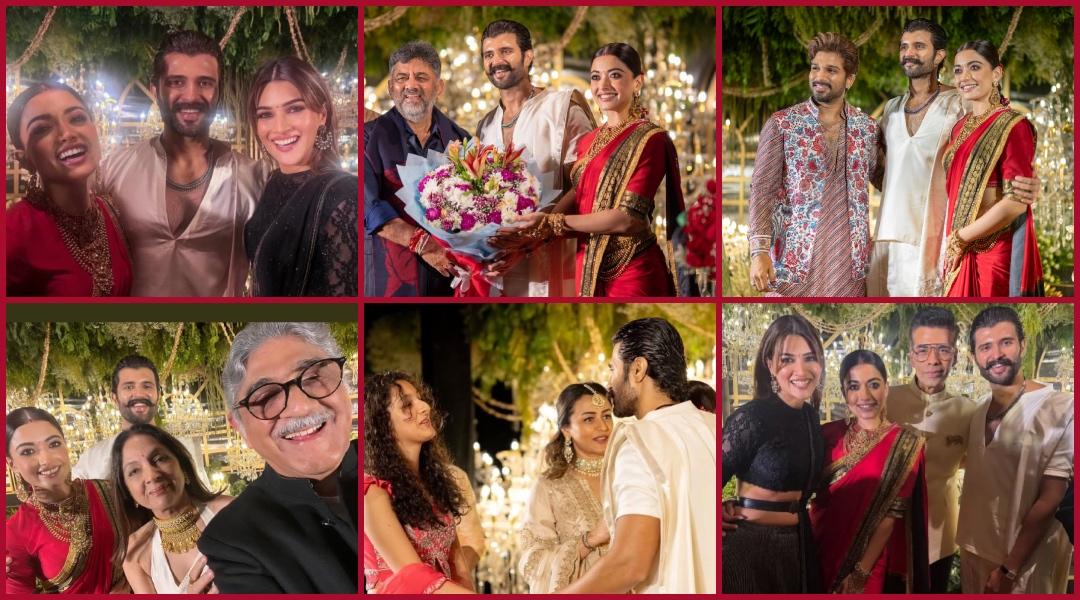 Inside photos of Rashmika - Vijay reception: DK Shivkumar, Allu Arjun, Kriti Sanon, Neena Gupta, Karan Johar attend