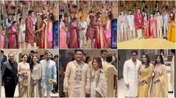 First wedding photo of Arjun Tendulkar–Saaniya Chandhok: couple twin in red bridal outfits; SRK, Gauri, Suhana, Mukesh Ambani–Nita, MS Dhoni–Sakshi bless the couple
