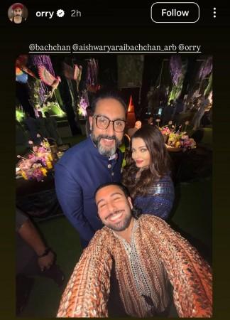 Nita Ambani makes Aishwarya Rai dance to ex-bf Salman Khan's song Salaam-E-Ishq with husband Abhishek Bachchan; Aaradhya – Aishwarya- Abhishek pose with Orry