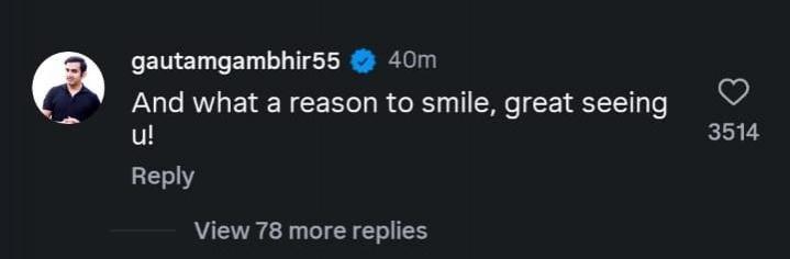 'Great seeing you': Gautam Gambhir's one-line reply to MS Dhoni's 'Coach sahab smile looks great on you' IG post after India's World Cup win 'Great seeing you': Gautam Gambhir's one-line reply to MS Dhoni's 'Coach sahab smile looks great on you' IG post after India's World Cup win