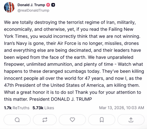 US–Iran–Israel: 'Watch What Happens Today To These Deranged Scumbags,' Trump Stark Threat To Iran; Tehran Claims Strike On USS Abraham Lincoln, US Denies