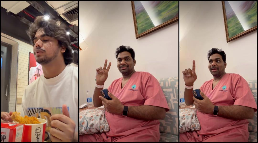 Zakir Khan hospitalised: Comedian seen in robe making victory sign; fans wish him a speedy recovery