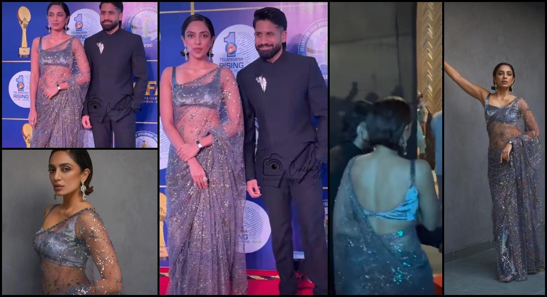 Sobhita Dhulipala sports sleek bob, flaunts midriff in see-through Sabyasachi saree; attends awards with husband Naga Chaitanya