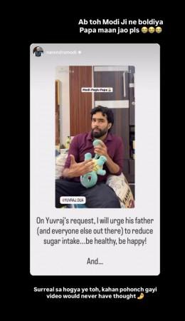 Influencer Yuvraj Dua's plea for his 'Modi-Paglu Papa' to cut down on sugar gets a reply from PM Modi Influencer Yuvraj Dua's plea for his 'Modi-Paglu Papa' to cut down on sugar gets a reply from PM Modi