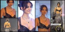 LFW 2026: Disha Patani goes sultry in bralette, flaunts plunging neckline; lehenga rubs her heels on runway, fans say she looks uncomfortable and sad