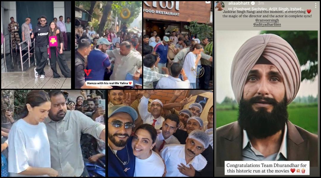 Proud wife Deepika Padukone smiles as fans mob Ranveer Singh post their lunch date; Alia Bhatt praises Ranveer, Dhurandhar 2; fans await Deepika's post