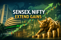 Sensex, Nifty extend gains on softer oil prices, global cues
