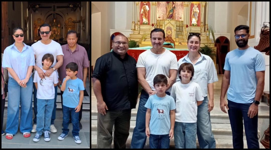 Kareena-Saif Ali Khan with Jeh, Taimur visit St Andrew's Church; their IG page shares photos tagging 'special guests', fans call it 'hypocrisy'
