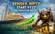 Sensex, Nifty start FY27 on positive note, snap 2-day losing streak