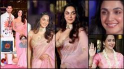 Kiara Advani wears tight bralette-style blouse, opts for Rs 2 lakh baby pink saree; poses with Sidharth Malhotra at NMACC, fans say she looks like Hema Malini