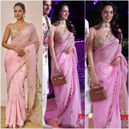 Kiara Advani wears tight bralette-style blouse, opts for Rs 2 lakh baby pink saree; poses with Sidharth Malhotra at NMACC, fans say she looks like Hema Malini