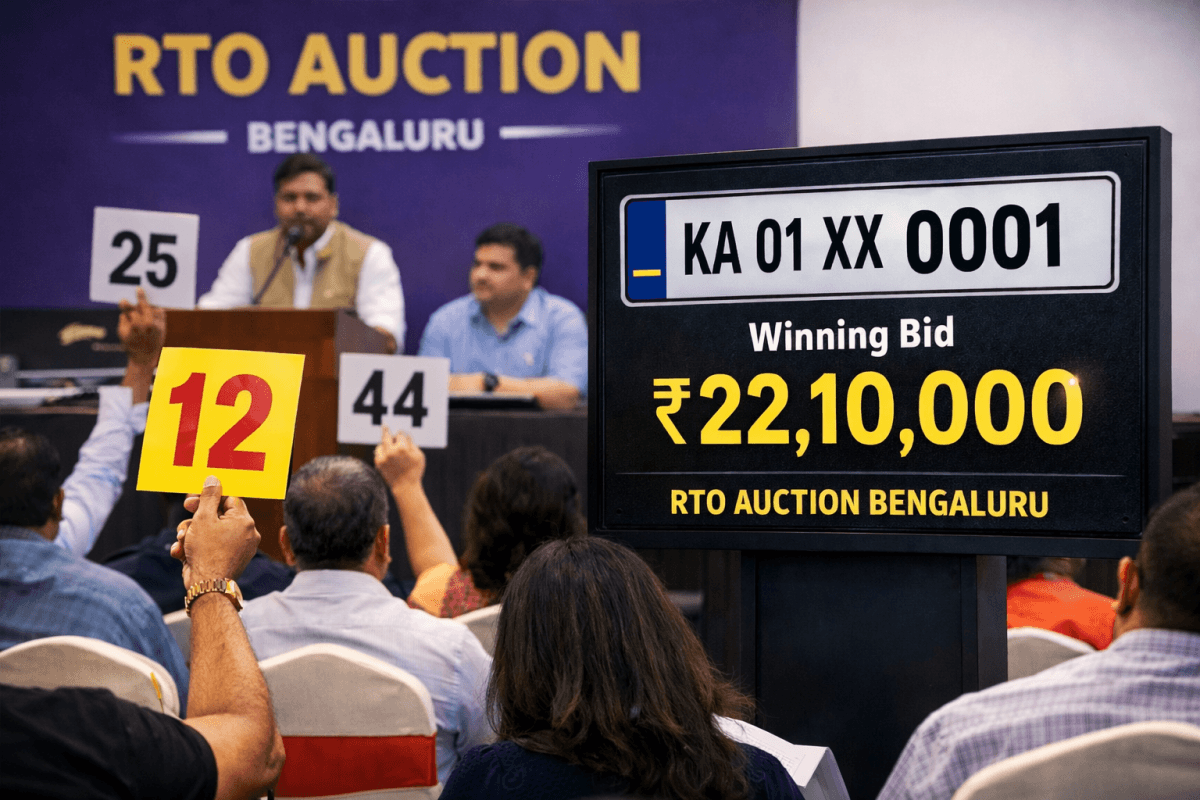 Bengaluru fancy number auction sees '0001' plate sold for Rs 22.1 lakh; see prices of '7', '786', '8055'
