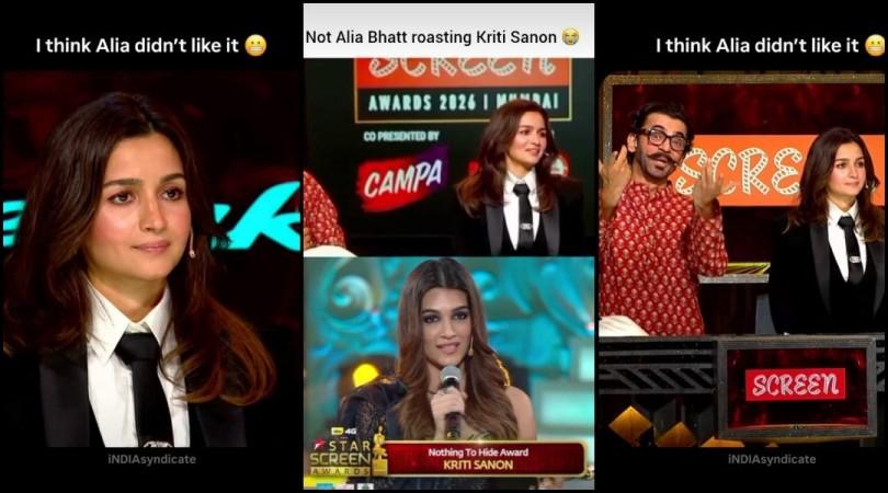 Alia Bhatt mocks Kriti Sanon's 'nothing to hide' award, revisits 'Gone Girl' BAFTA moment while hosting Screen Awards; fans say she's overacting