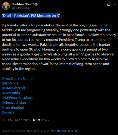 'Draft - Pakistan's PM Message on X': Shehbaz Sharif's post sparks controversy 'Draft - Pakistan's PM Message on X': Shehbaz Sharif's post sparks controversy