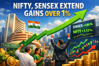 Nifty, Sensex extend gains by over 1 pc
