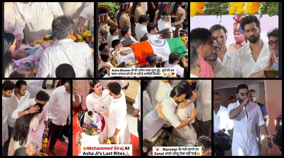 Asha Bhosle laid to rest in Mumbai with full state honours; Ranveer Singh cries, hugs Zanai Mohammed Siraj consoles her; SRK, Salman Khan skip funeral