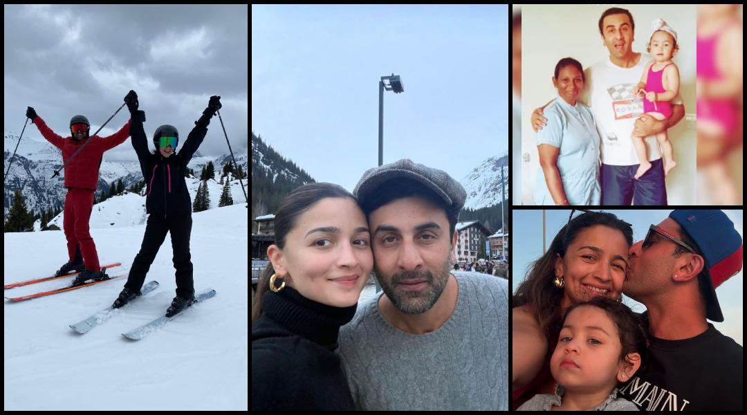 Alia Bhatt hugs, kisses, Ranbir Kapoor as they  celebrate their fourth wedding anniversary with Raha in a snowy retreat