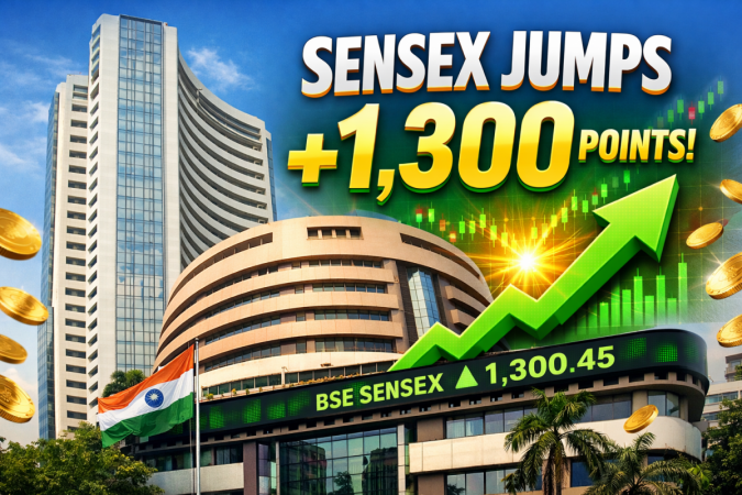 Sensex jumps 1,300 points as Trump signals Iran war near end Sensex jumps 1,300 points as Trump signals Iran war near end