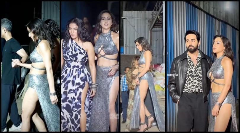 Sara Ali Khan stuns in a shimmering silver outfit, flaunts midriff and legs at Pati Patni Aur Woh Do song launch; fans call her look vulgar