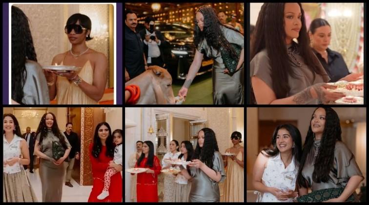 Rihanna feeds cow while holding calfskin Dior bag, performs aarti at Ambani’s Antilia; fans call out the irony