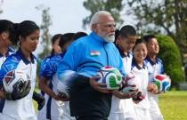 Let's football! PM Narendra Modi plays with young footballers during Sikkim visit; leaves fans awestruck