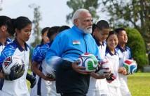 Let's football! PM Narendra Modi plays with young footballers during Sikkim visit; leaves fans awestruck