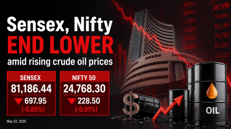 Sensex, Nifty end lower amid rising crude oil prices