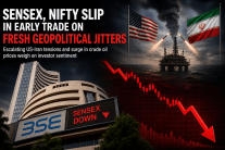 Sensex, Nifty slip in early trade on fresh geopolitical jitters