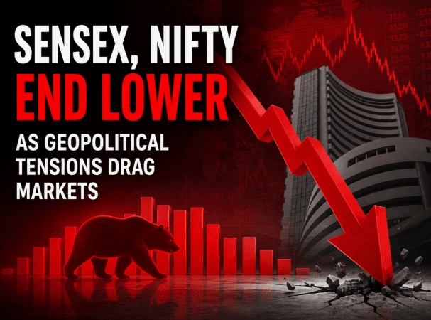 Sensex, Nifty end lower as geopolitical tensions drag markets