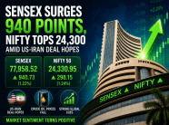 Sensex surges 940 points, Nifty tops 24,300 amid US-Iran deal hopes
