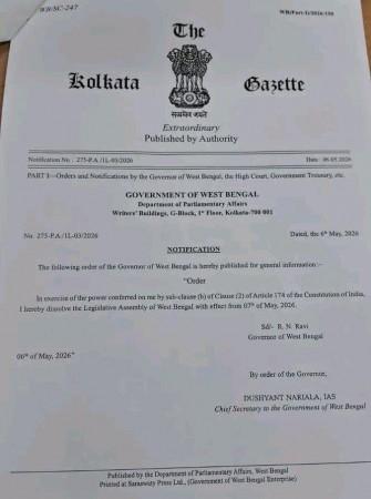 WB Governor R. N. Ravi dissolves West Bengal Assembly; Mamata Banerjee no longer CM, BJP prepares to form government after landslide win