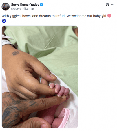 Suryakumar Yadav, wife Devisha, welcome baby girl