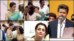 Trisha Krishnan hugs Vijay's mother, greets his wife during Vijay's Tamil Nadu CM swearing-in ceremony in Chennai amid dating rumours