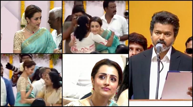 Trisha Krishnan hugs Vijay's mother, greets his wife during Vijay's Tamil Nadu CM swearing-in ceremony in Chennai amid dating rumours