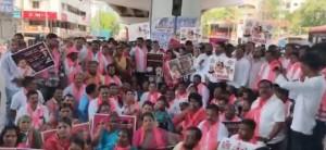 BRS stages protest, demands arrest of Bandi Sanjay's son in POCSO case