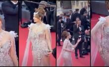 Urvashi Rautela dons shimmery outfit designed by Vietnamese label; Cannes team member asks her to move away as she waves on red carpet, fans call it embarrassing