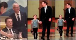Elon Musk's son X Æ A-Xii accompanies dad during China visit; Musk's funny facial expressions while posing with Tim Cook go viral
