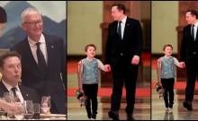 Elon Musk's son X Æ A-Xii accompanies dad during China visit; Musk's funny facial expressions while posing with Tim Cook go viral