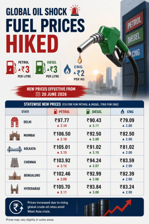 Attention: Petrol, Diesel Prices Hiked By ₹3 Amid Global Oil Crisis Due To Iran War; Check New Rates Here