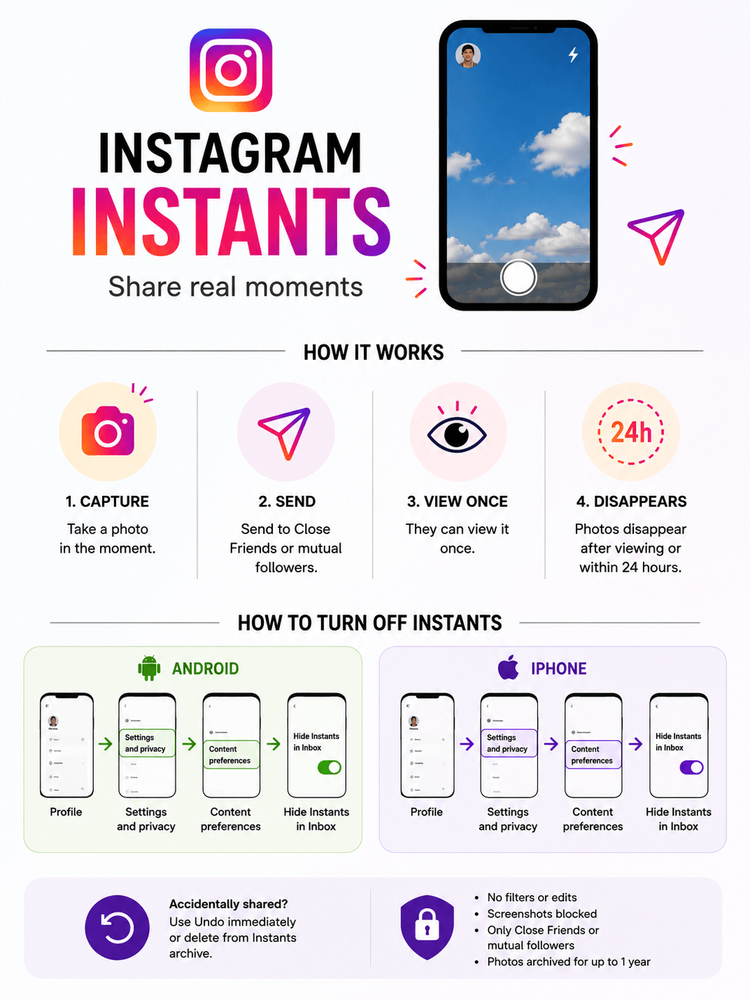How to turn off Instagram's new Instants feature and remove photos you shared