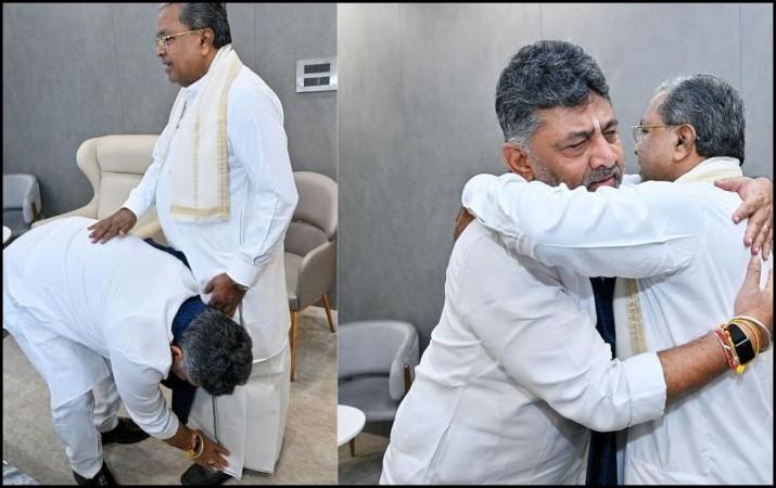 Karnataka CM Siddaramaiah Likely To Resign At 3 PM Today; DK Shivakumar Touches His Feet At Breakfast Meet Karnataka CM Siddaramaiah Likely To Resign At 3 PM Today; DK Shivakumar Touches His Feet At Breakfast Meet