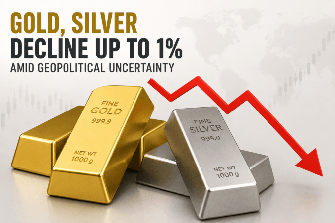 Gold, silver decline up to 1 pc amid geopolitical uncertainty Gold, silver decline up to 1 pc amid geopolitical uncertainty