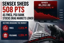 Sensex sheds 508 pts as FMCG, PSU bank stocks drag markets lower