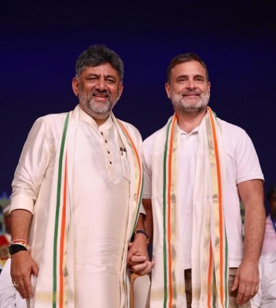 PM Modi Congratulates DK Shivakumar; Rahul Gandhi and DK hold hands, hug each other; a look at Grand Oath Ceremony