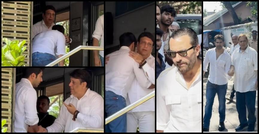 Pahlaj Nihalani's last rites: Varun Dhawan touches Govinda's feet, hugs him; Farhan Akhtar, Malaika Arora attend cremation