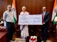 SBI presents Rs 8,813 crore dividend cheque to centre for FY26