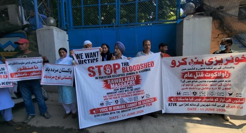 Protest in Kashmir against atrocities committed by Pakistani forces on residents of Pakistan-occupied Jammu and Kashmir Protest in Kashmir