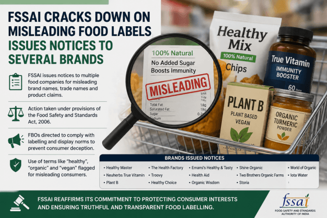 FSSAI flags 'healthy' and 'organic' claims, sends notices to multiple food companies FSSAI flags 'healthy' and 'organic' claims, sends notices to multiple food companies