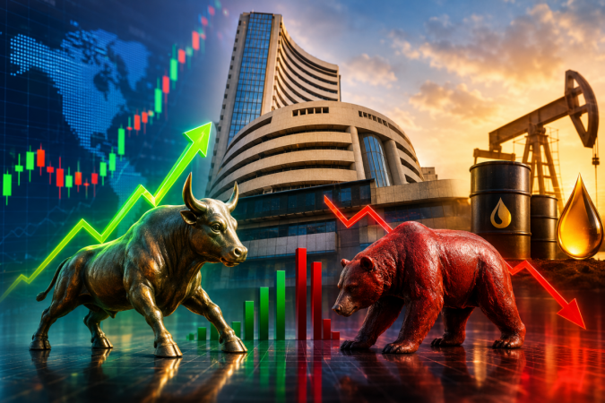 Sensex, Nifty Flat amid Weak Monsoon Concerns, crude oil declines
